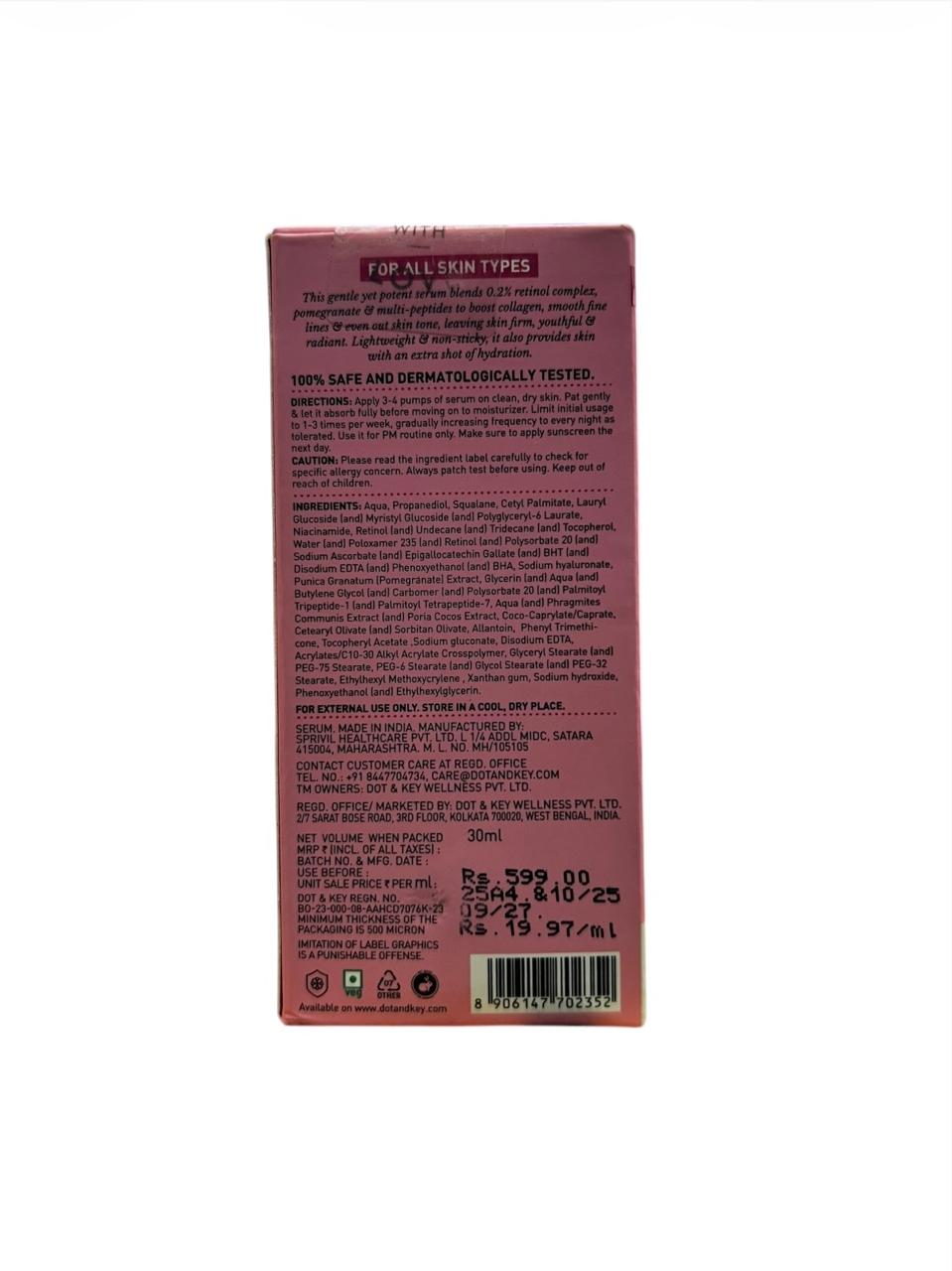Dot & Key Pomegranate Youth 0.2% Retinol Complex Face Serum