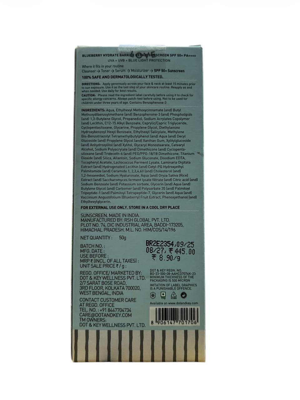 Dot & Key Blueberry Hydrate Barrier Repair Sunscreen