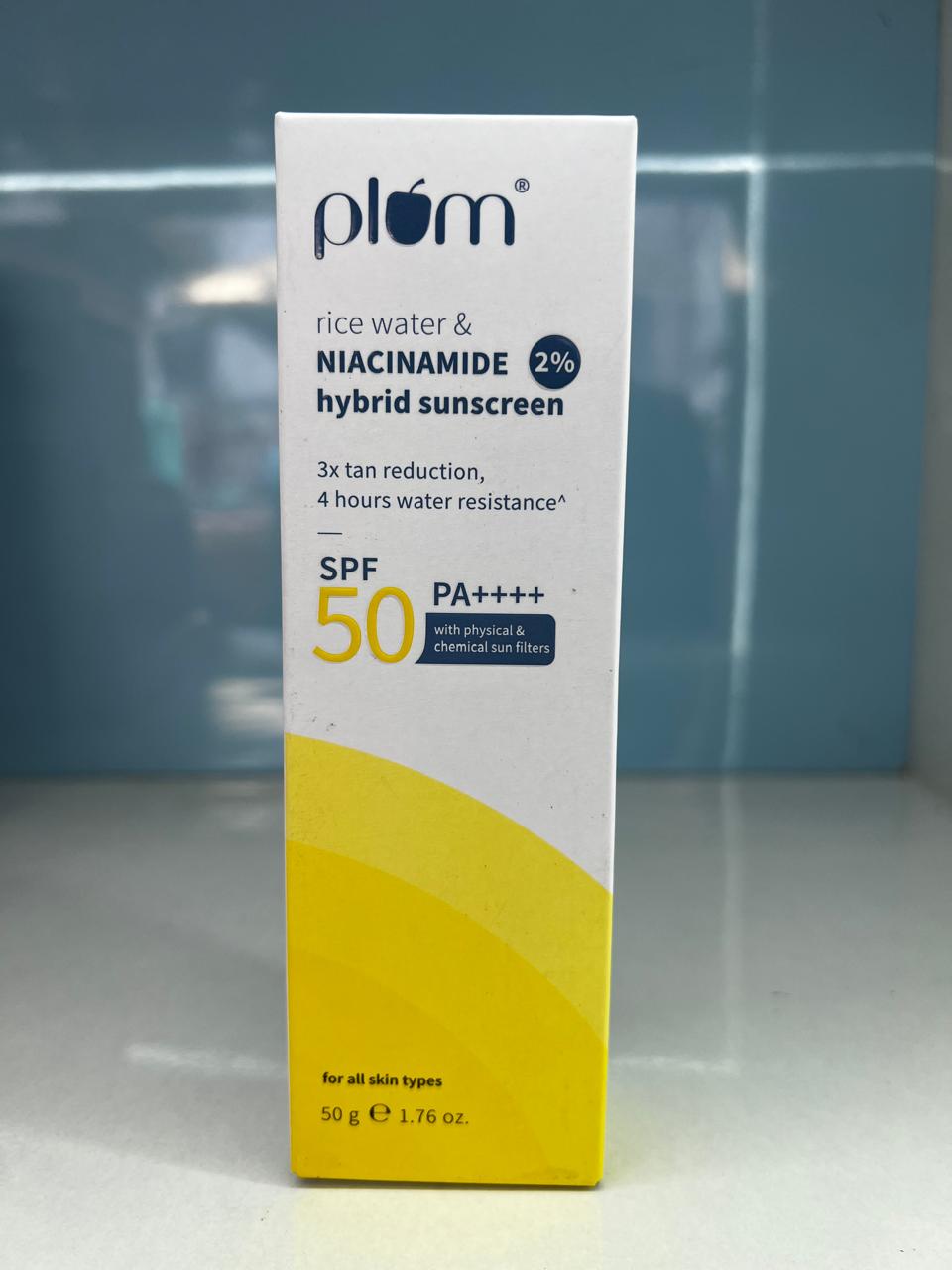 Plum Rice Water Niacinamide Hybrid Sunscreen SPF50